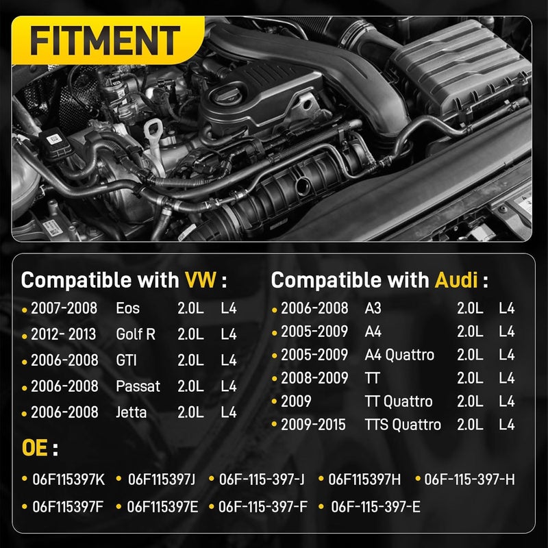 YEHERIT Store 06F115397K مجموعة تجميع غلاف فلتر الزيت المصنوع من الألمنيوم المحسن مع مبرد الزيت متوافق مع VW Passat Jetta Golf R GTI Eos Audi A4 A3 TT TTS 2005-2015 2.0L L4، استبدال # 06F115397K 06F115397J 06F115397H - Image 2